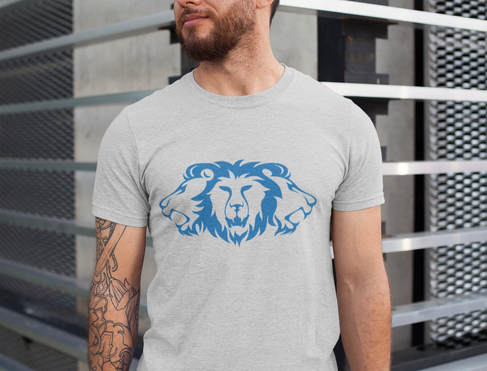 THREE LION T Shirt Lion Head Shirt Wild Animal England Blue - Etsy