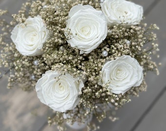 Beautiful bridal bouquet with pearls