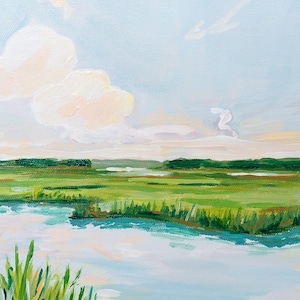 Abstract Marsh Print of &#39;Golden Hour&#39; by Amanda Oswalt, Water Oak Designs, South Carolina Marsh, Neutral Marsh Print, Lowcountry Marsh,