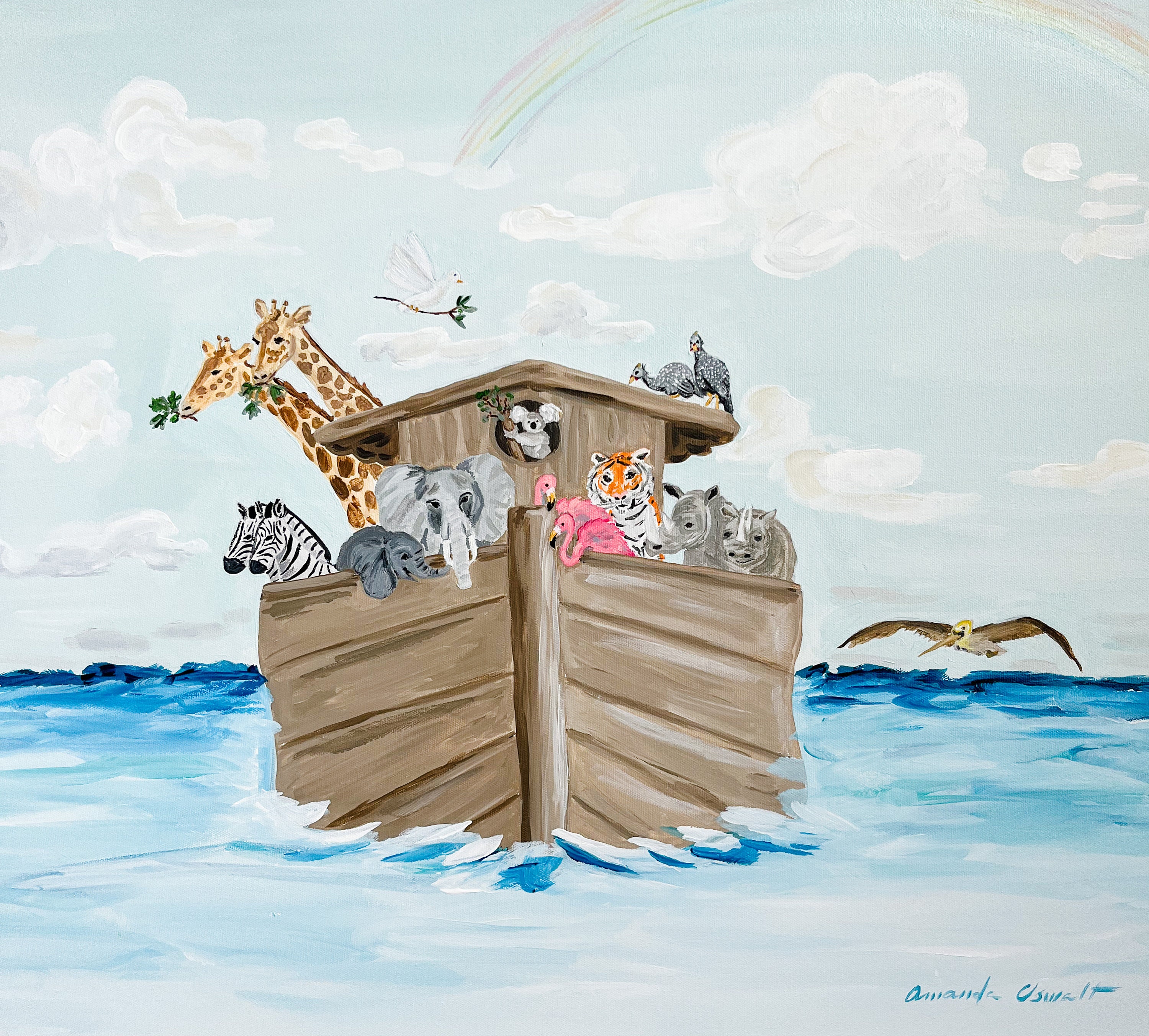 Noahs Ark Print of 'noah's Ark II' by Amanda Oswalt, Water Oak Designs, Modern Nursery Decor, - Etsy
