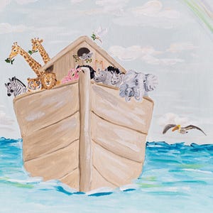 Noah&#39;s Ark Print of &#39;Noah&#39;s Ark&#39; by Amanda Oswalt, Water Oak Designs, modern nursery decor,