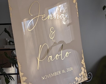 Classic Wedding Sign, Acrylic Wedding Sign, Welcome to our Wedding Sign, Modern Brushstroke, Gold Leaf Wedding Sign, Wedding Reception Sign