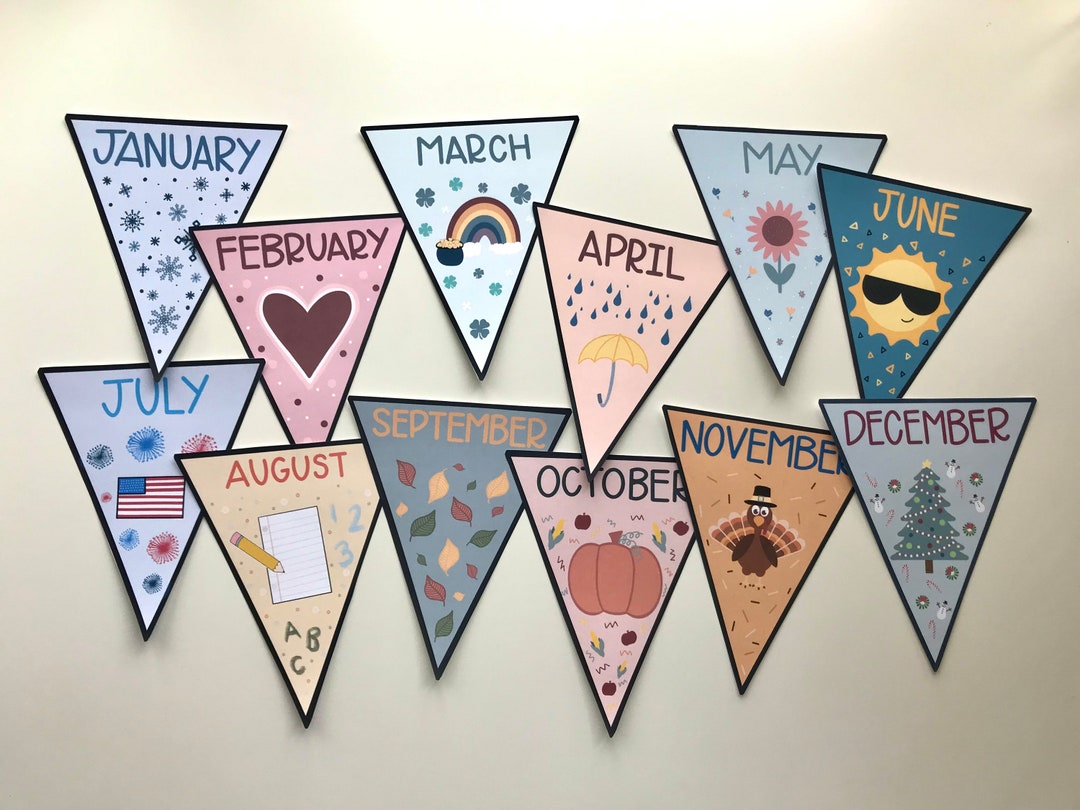 Months of the Year Printable Pennants - Etsy
