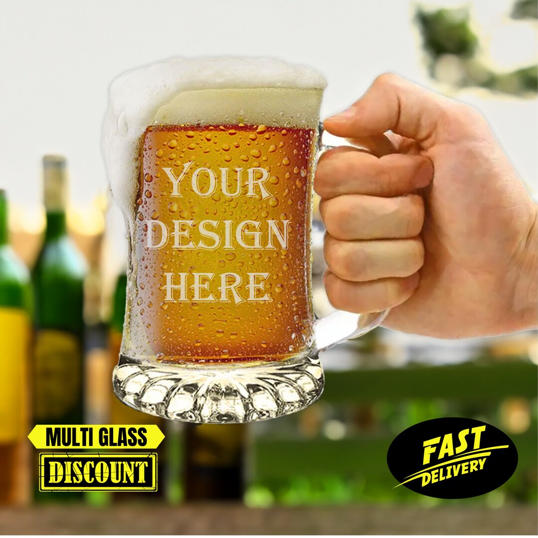 Custom Design Beer Mug Glasses Design Your Own 25oz Laser Etsy