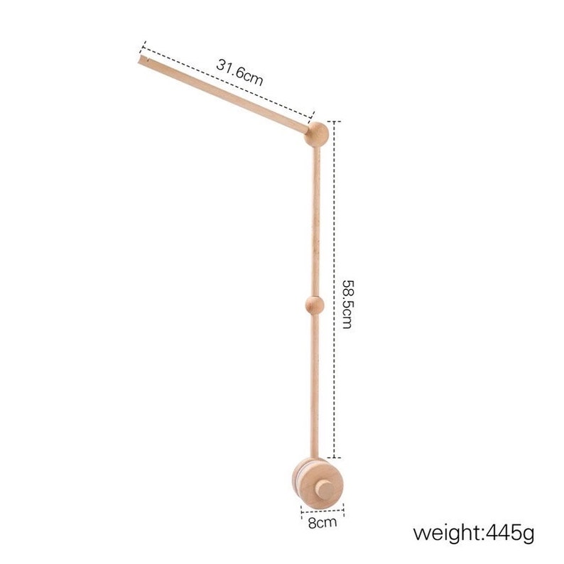 Mobile Halterung aus Buchenholz für das Babybett Bild 6