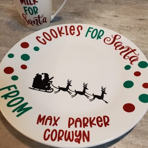 Personalized Santa plate, Personalized children's gifts, Santa plate and cup set