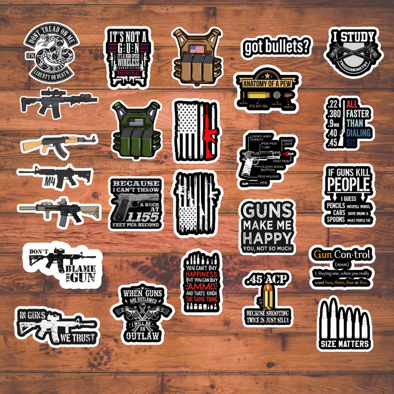 Gun Sticker Pack, Computer Stickers, Water Bottle Stickers Etsy