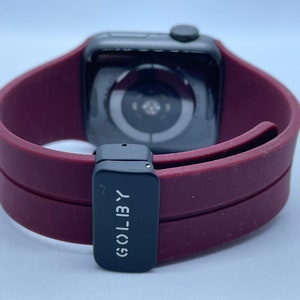 Burgundy solid silicone with magnetic deployant style clasp watch straps for Apple Watch / IWatch.