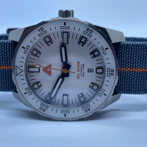 22mm, Grey and Orange French Marine Nationale style elasticated watch straps. 22mm With Steel Clasp