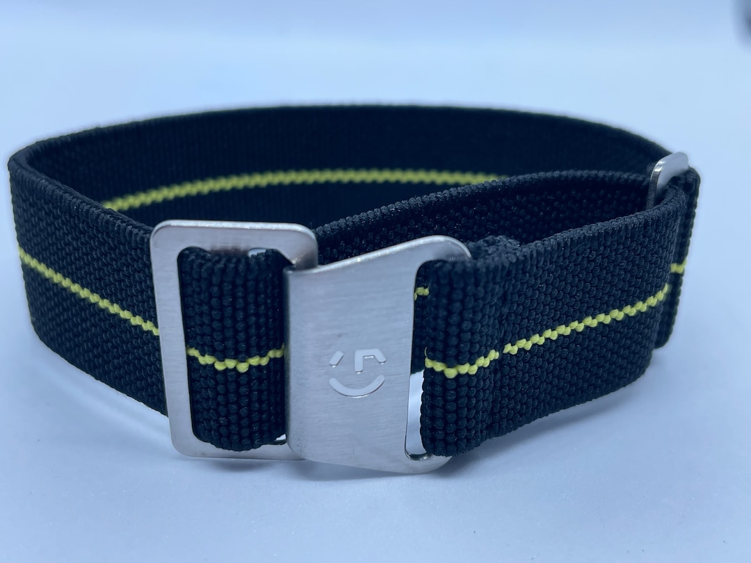 20mm, Black and Yellow French Marine Nationale Style Elasticated Watch ...