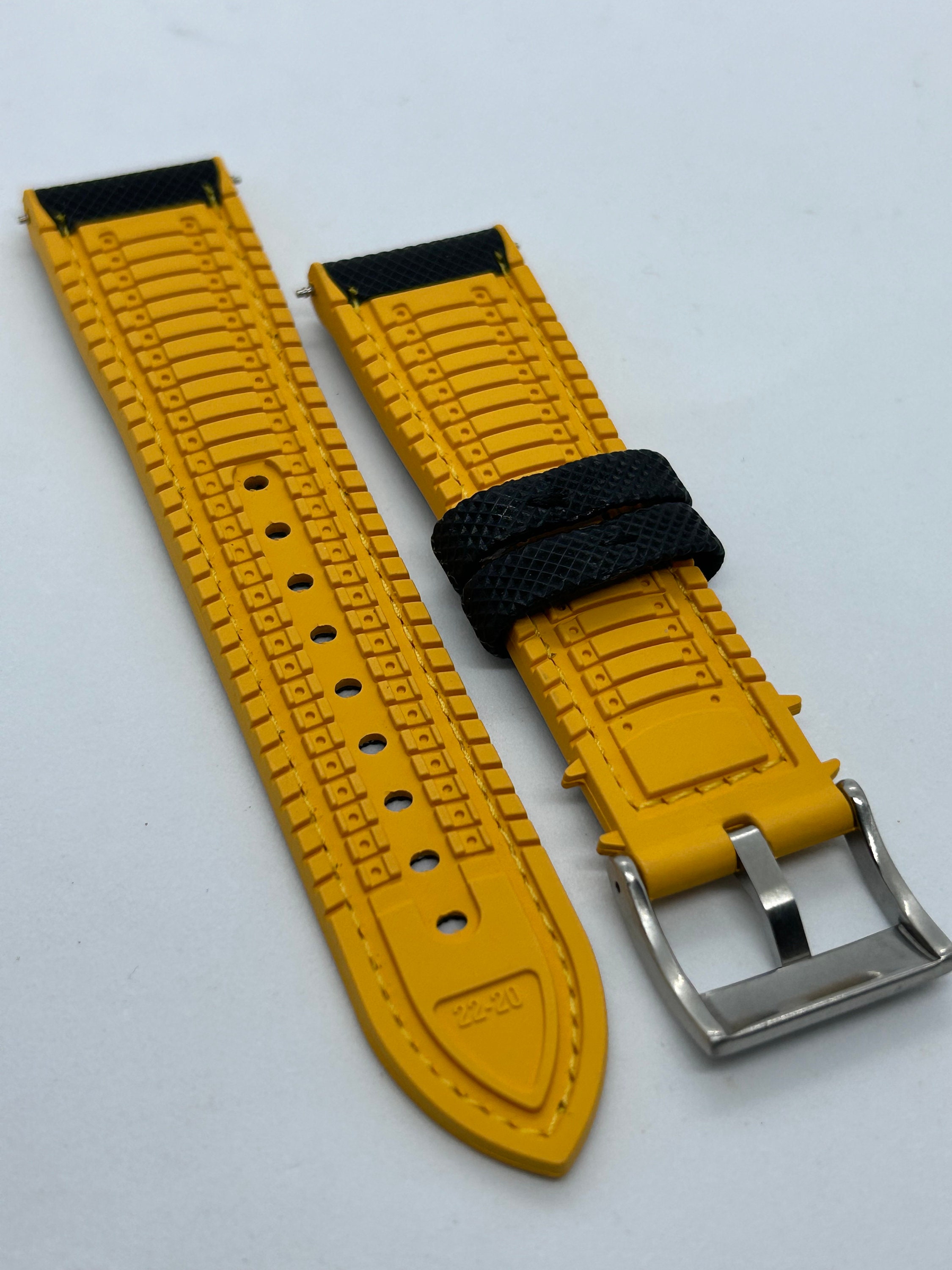 Ajew Coil strap / black×yellow 20mm, 22mm & 24mm, Black and Yellow Hybrid Rubber Strap With