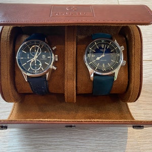 Golby Watch Travel Case, Watch Roll, Brown Watch Box, Travel Watch Box, PU Leather Watch Case Roll for 2 Watches, Watch Travel Box Holder