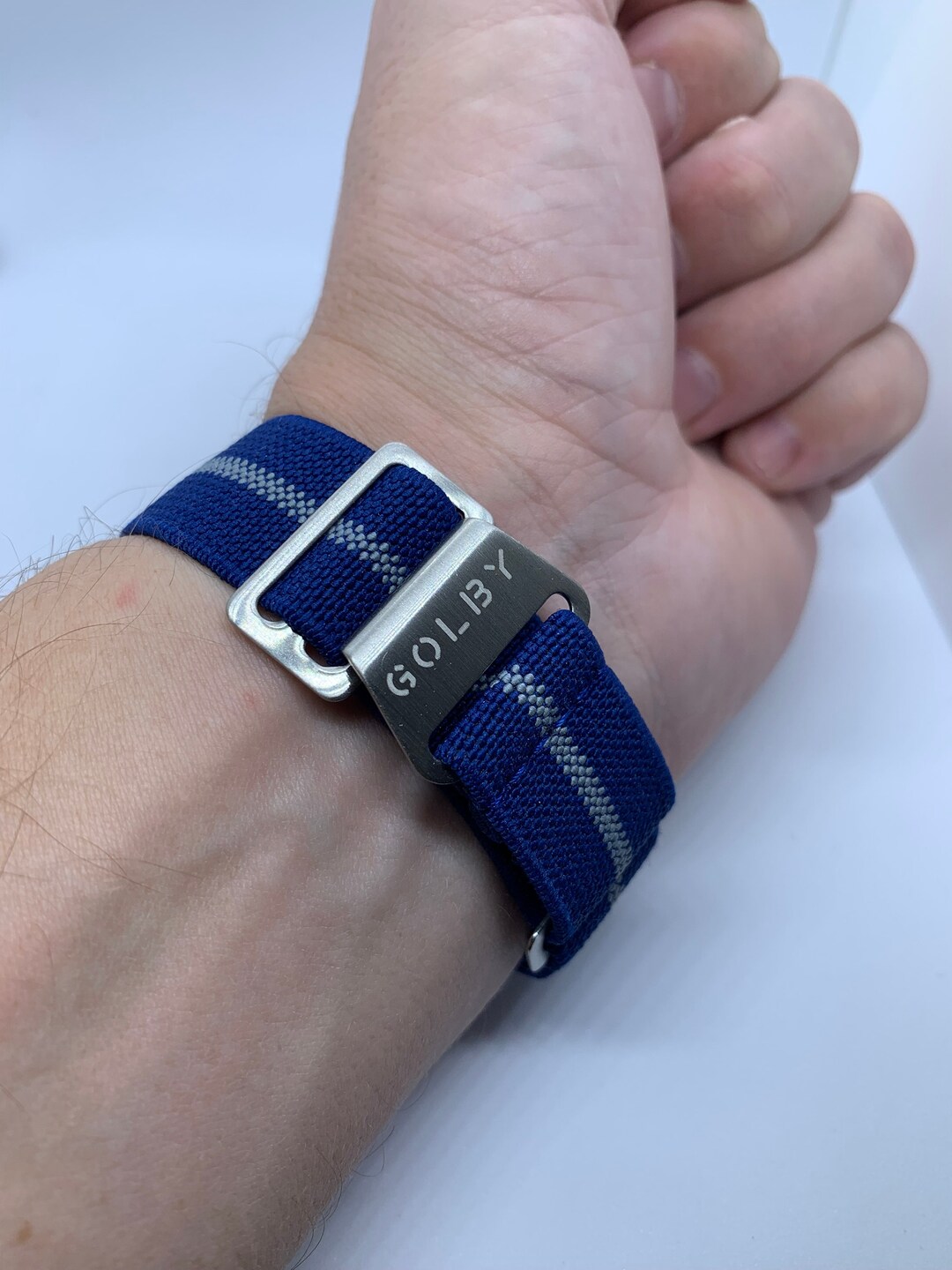 20mm, Blue and Grey French Marine Nationale Style Elasticated Watch ...