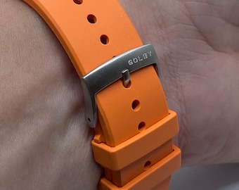 Correa de caucho FKM de primera calidad de color naranja de 22 mm y 20 mm con hebilla de acero (pasadores de liberación rápida)