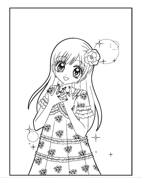 Anime and Manga Coloring Pages Etsy
