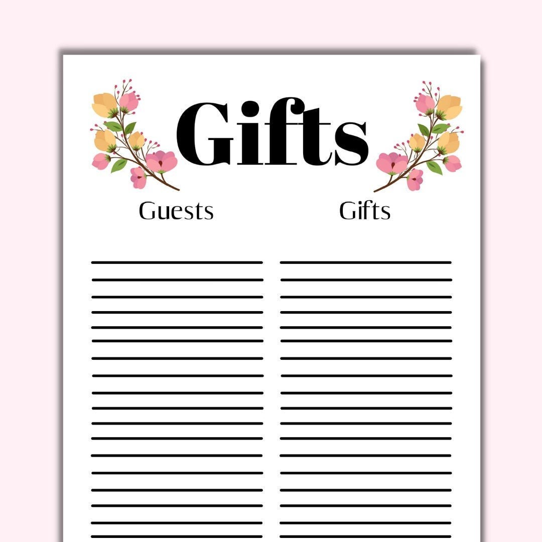 Gift Card List Baby Gift List Wedding Gift List Universal Etsy