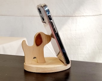 Suporte para telefone/tablet de madeira animal - Beagle/Elefante/Renas/Gato