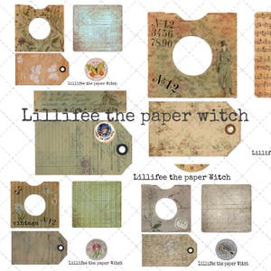 Tasche per CD vintage con etichette, effimeri, abbellimenti per diario di viaggio, papercraft, paperkit, scrapbooking