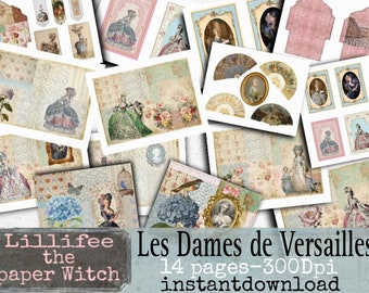 Les Dames de Versailles,14 pages plus 1 freebie, junkjournal,vintage , Marie Antoniette,  France, scrapbooking