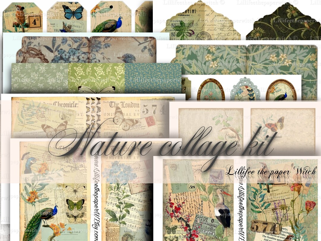 Nature Collage Kit,10sheets,collage Paper,ephemera,digital Paper