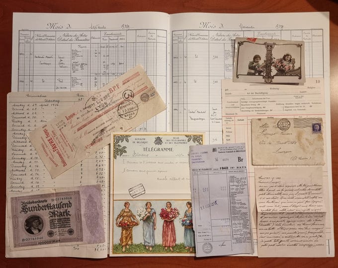 Vintage Ephemera Bundle – 10 Antique European Papers, Letters, Telegram ...