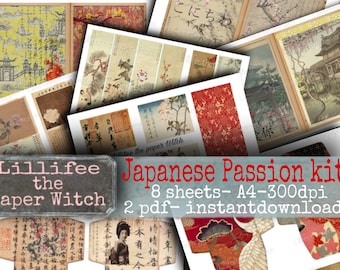 Japanese Passion kit, envelope, strips,journal page,papercraft,sakura Japanese