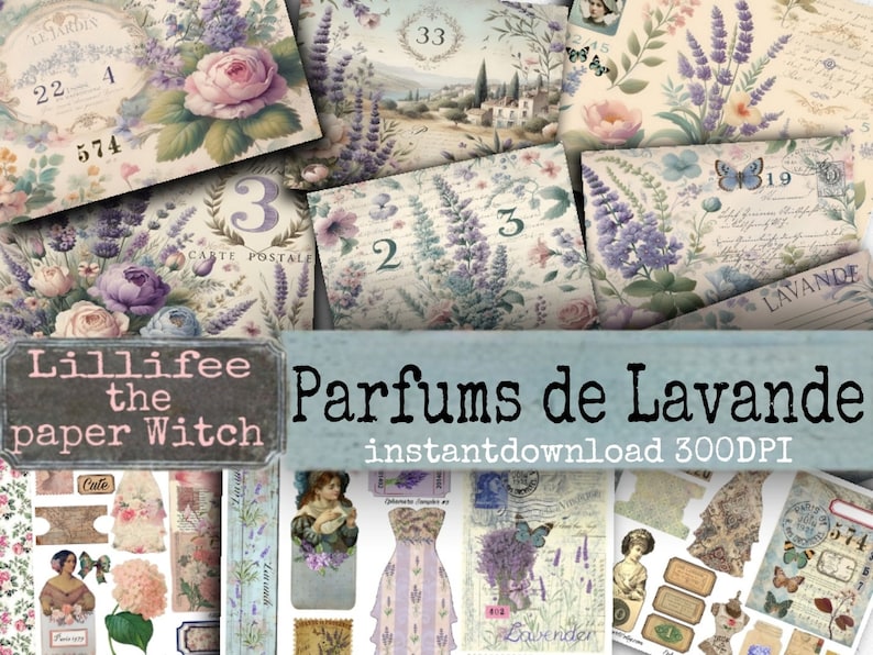 Parfums de Lavande, Provence, ephemera,flowers,junkjournal, scrapbooking immagine 1