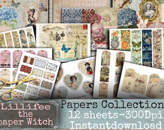Papers Collections ,tags,envelope,strips,victorian,Maria Antonietta,junkjournal, papercraft