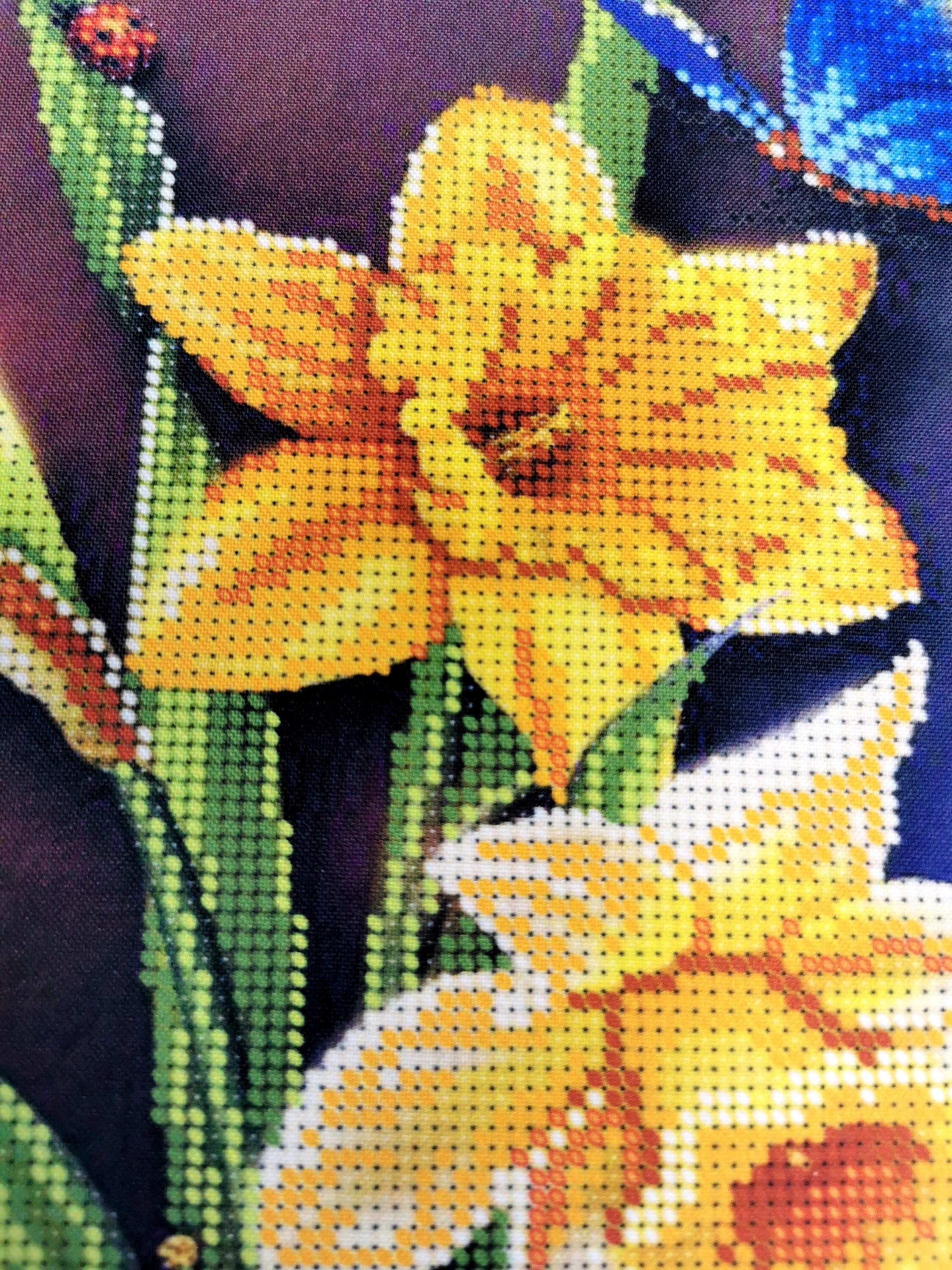 Daffodil Flower Embroidery Bead Kit Designs DIY Bead Cross Etsy UK