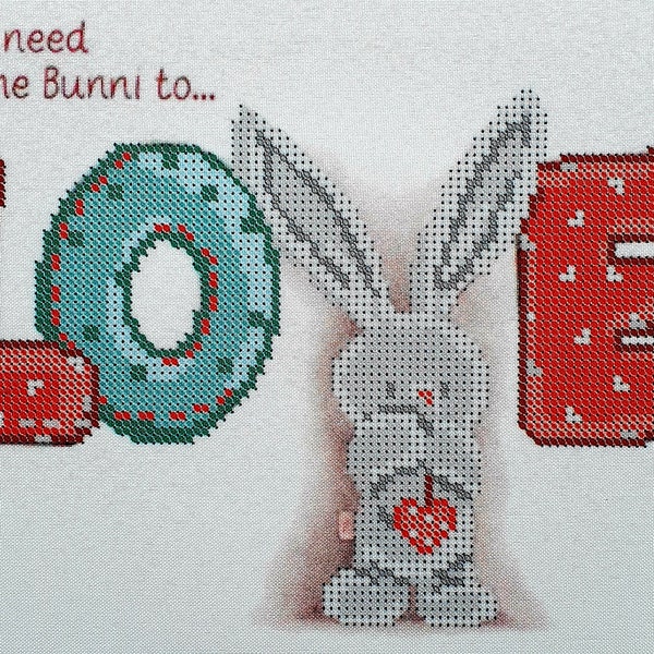 Kit de perle de broderie bricolage Bunny to Love Design de broderie Perle motif de broderie Kit de point de croix Kit de tapisserie Décoration d'art mural