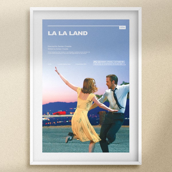 Cartel de película minimalista de Ryan Gosling Emma Stone - Descarga digital moderna, Impresión de arte de pared