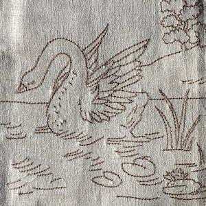 Antique Victorian Swan Embroidered Splasher or Table Runner | Rustic Farmhouse Embroidery