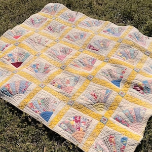 Antique quilt grandmothers flower garden - Etsy 日本