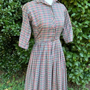 1950s Serbin Imported Madras Plaid Dress - Faded But Beautiful
