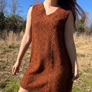 1960s Mod Knit Dress in Orange and Black | 60s Mini Dress