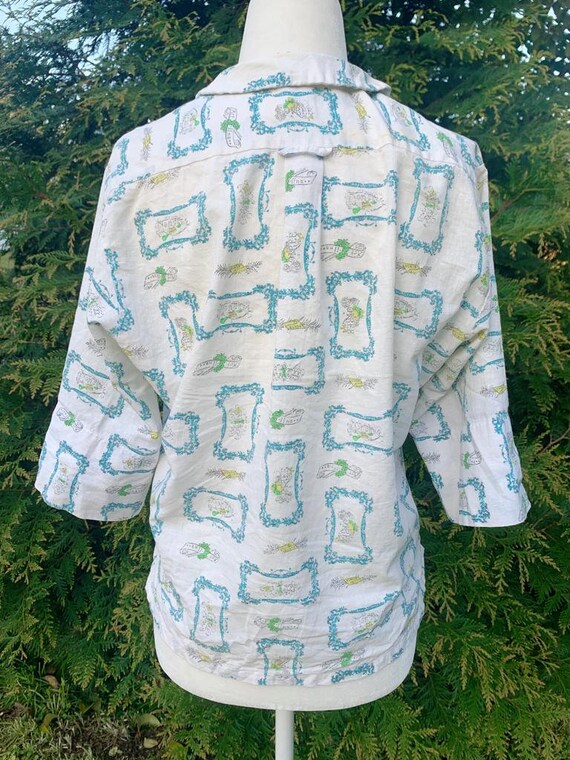 1950s 1960s Cos Cob Novelty Print Button Down Shi… - image 5