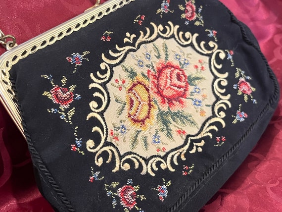 1980s Does 1950s Petit Point Tapestry Evening Bag - image 3