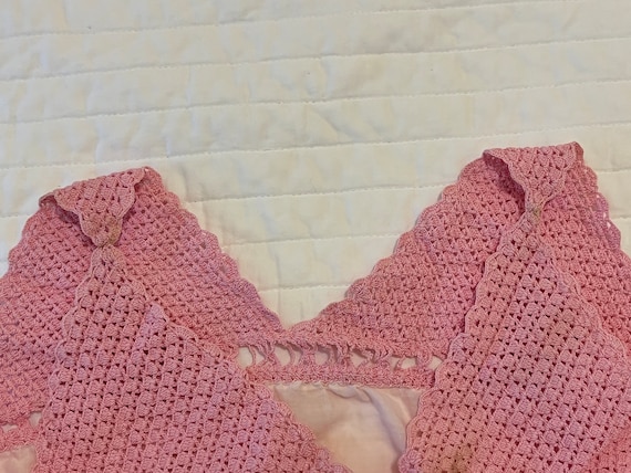 Antique Edwardian Corset Cover in Pink with Croch… - image 5