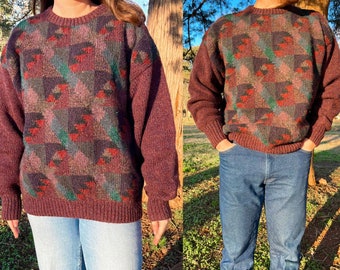 1970s 1980s Nordstrom Hand Knit Scottish Shetland Wool Pullover Sweater