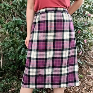 Falda a cuadros violeta de los años 80 de Pendleton / Vestido auténtico Culloden Tartan / Talla 20W / TALLA ACTUAL