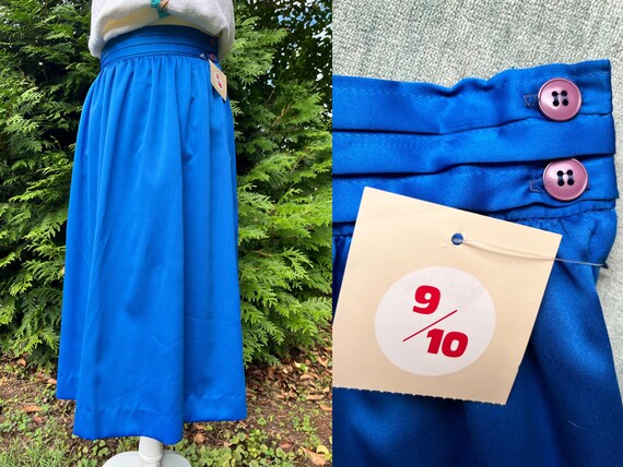 1980s Royal Blue Midi Skirt by David N.