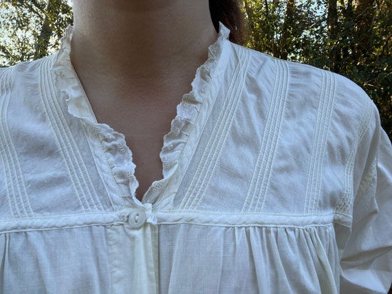 Antique Victorian White Cotton Nightgown - image 4