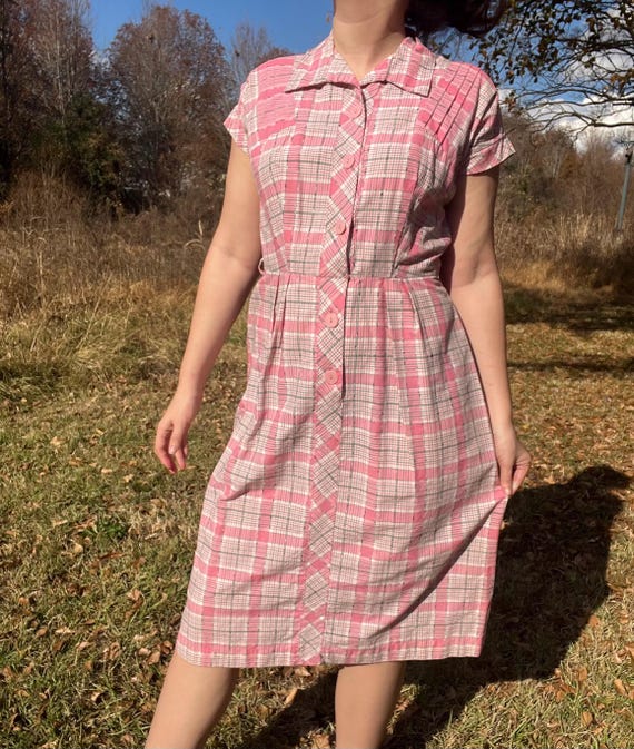 plaid dress pink High-end checkered strapless Cotton Bandeau Swing full Dres weekend outings SUMMER AWAY Kansas Dress