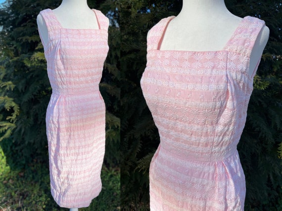 1950s Pink Wiggle Dress in Lace by Minx Modes