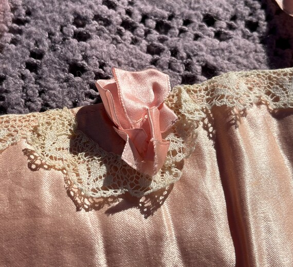 Antique Edwardian Pink Silk Camisole | 1900s Cors… - image 7