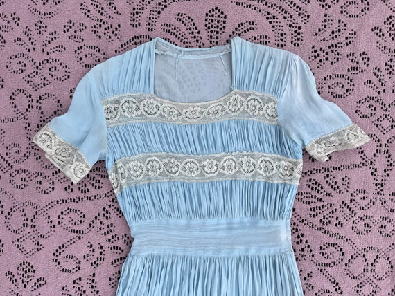 1940s Sky Blue Party Dress | Tiered 40s Dress wit… - image 2