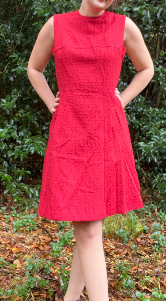 1960s Textured Red Mod Dress by Kay Windsor - image 9