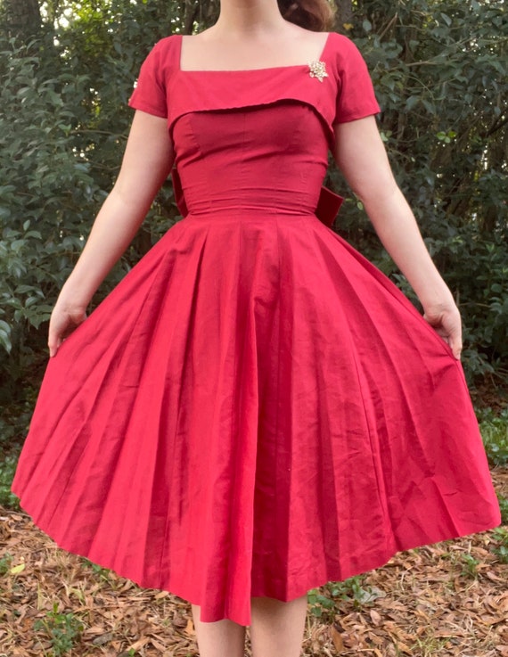 1950s Red Holiday Party Dress by Gigi Young | 50s… - image 9