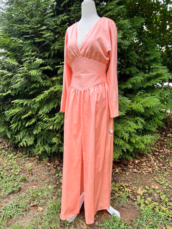 1970s Peachy Pink Hostess Dress | Deadstock Never Worn View 4