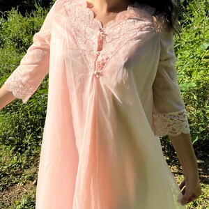 Vintage 1950s Powder Blue Nylon Peignoir Set by Laros | M/L